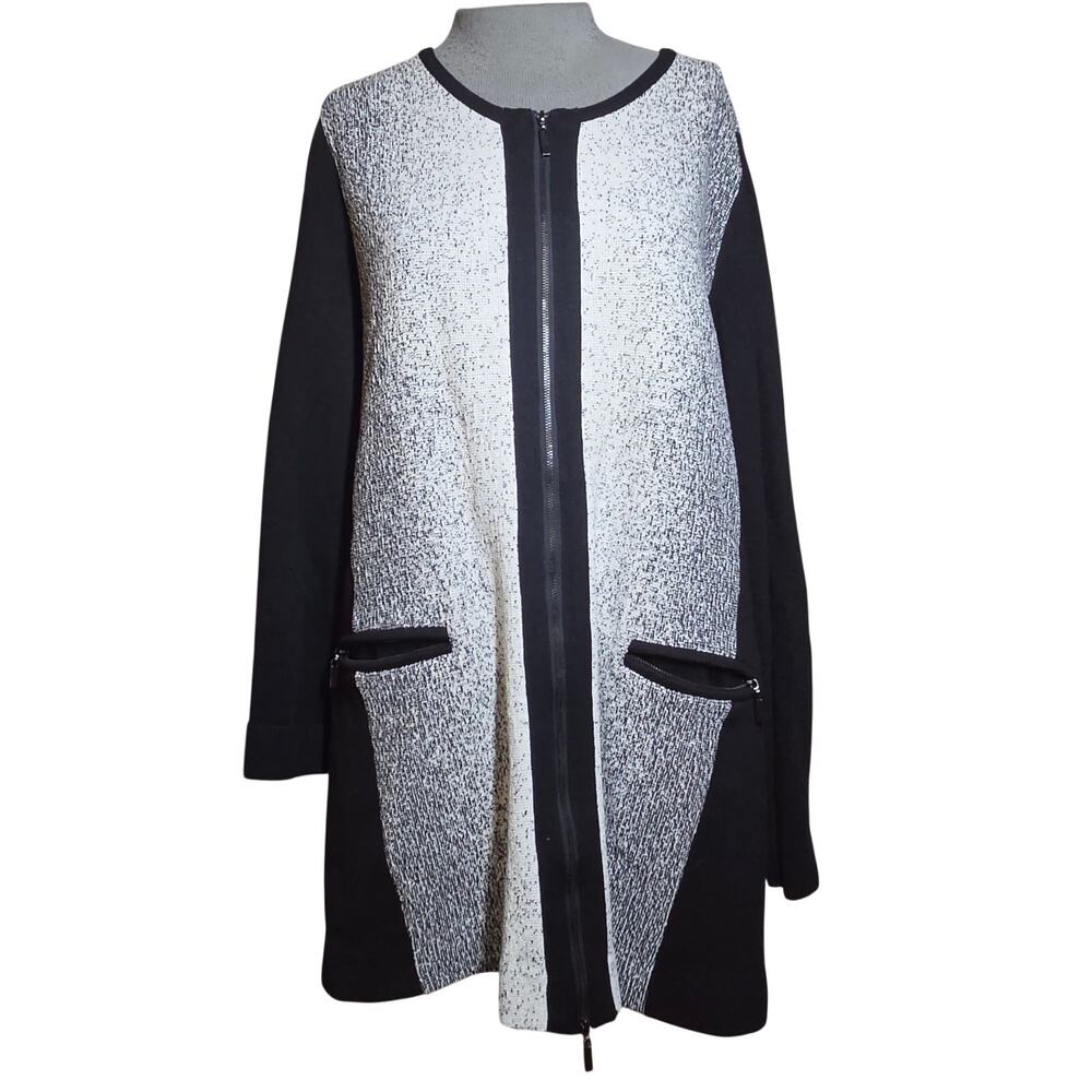 Chicos Full Zip Cotton Blend Sweater Size XL